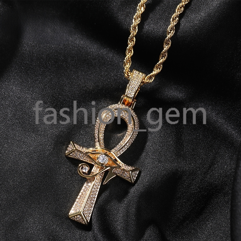 925 Silver Hip Hop Eye of Horus Anhe Cross Mens and Womens Pendant Vintage Exquisite Jewelry