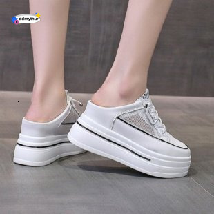 Platform White Sneakers Women, Small Size, Petite Women's Shoes, 2025 New Spring and Autumn Style, Casual Sports Shoes with Hidden Wedge for Stud