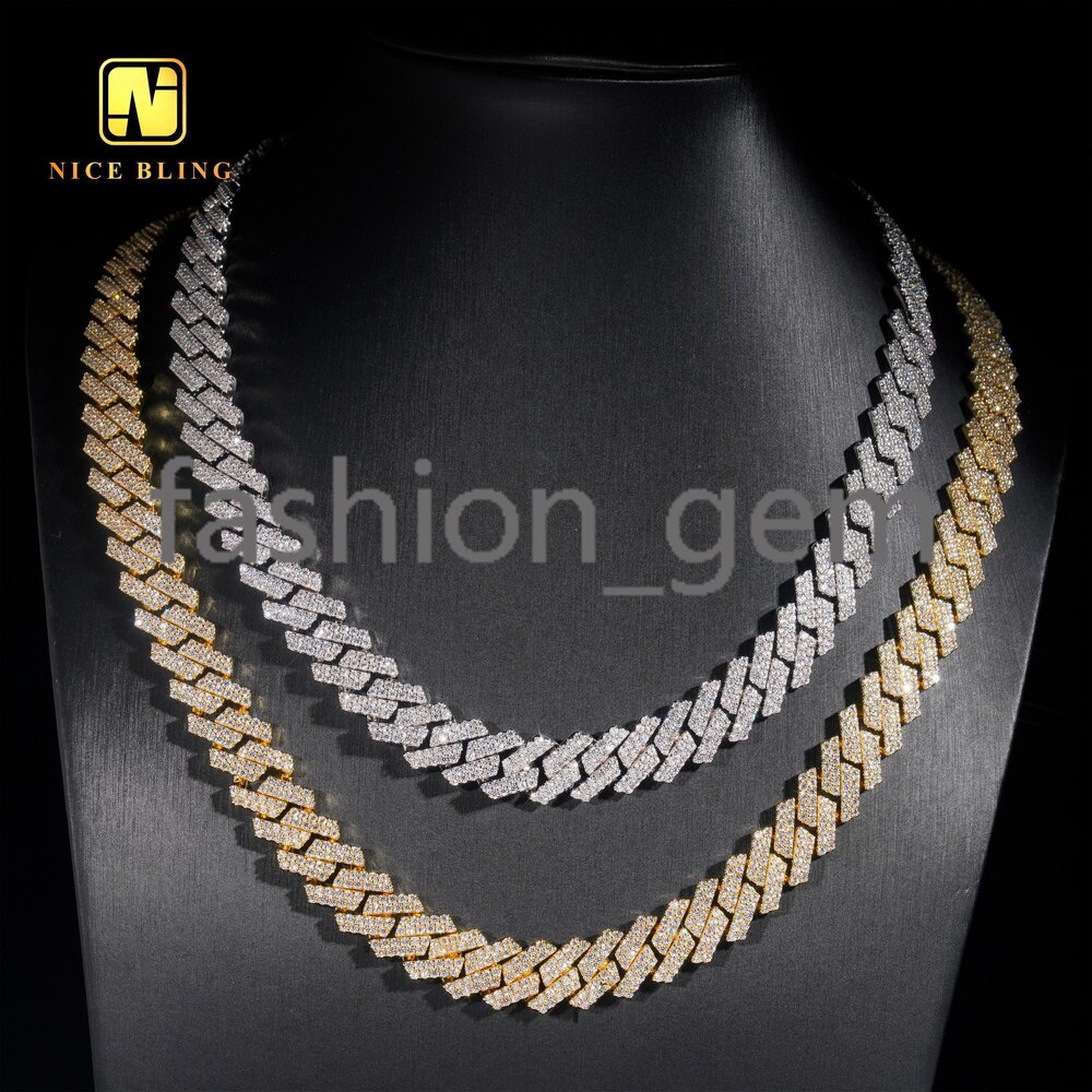 13mm Iced Out Miami Cuban Link Chain Men Wholesale Brass Cuban Necklace Bracelets moissanite moissaniteia Hip Hop Chains