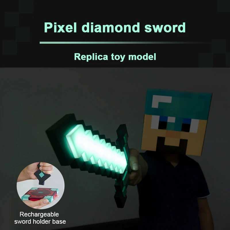 New World Diamond Sword Night Light Ornament Color Changing Sword Game Accessories Gift Model Desk Lamp Z250618