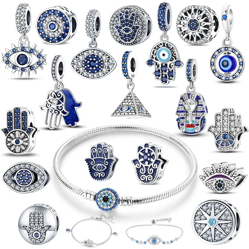 925 Silver Color Charm Demon Eye Bead For Original Bracelet Bangle DIY Making Fashion Jewelry Gift 250609