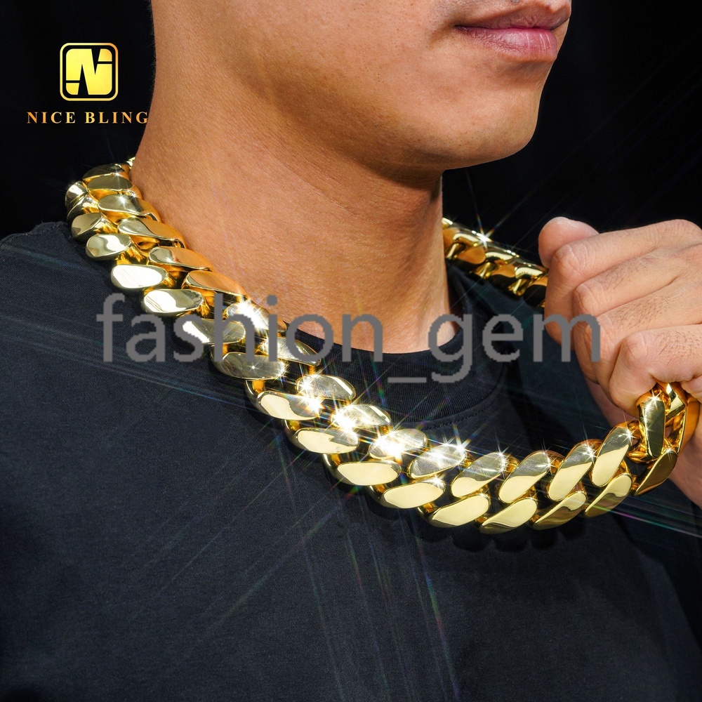 Hip Hop Jewelry Fashion Luxury and Heavy Necklace Super Big Cuban Necklace 18K Gold Plated Cuban Link Chain Miami Cuban Link