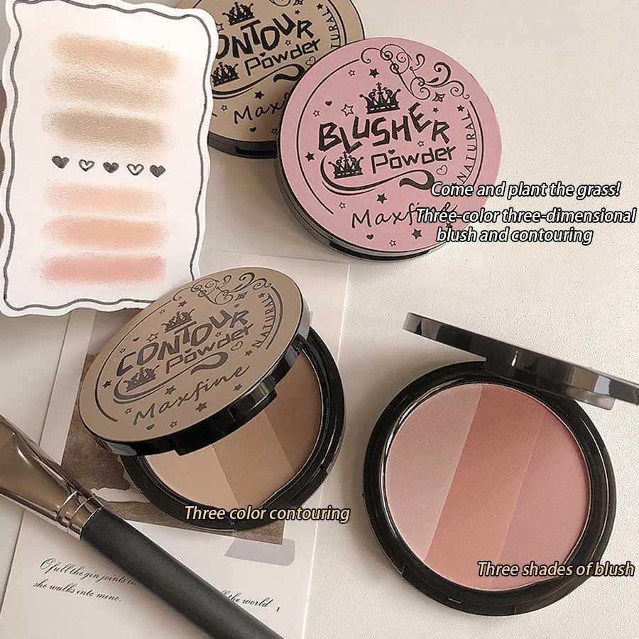 3in1 Three Colors Powder Tray Blush Contouring Waterproof Long Lasting Delicate Natural Face Makeup XJ250618