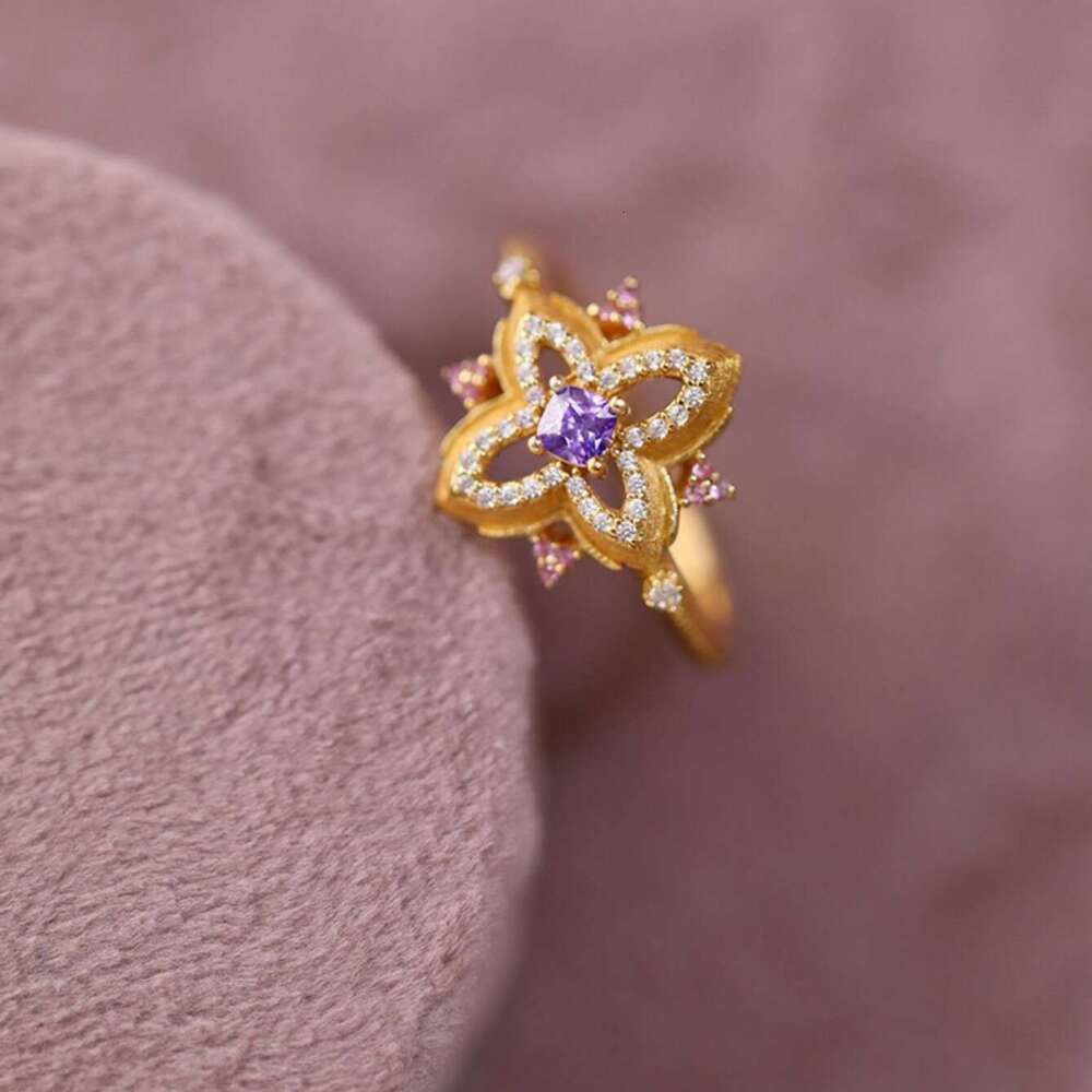 French Style New Zircon Palace High-end Sense Niche Temperament Light Luxury Adjustable Open Ring