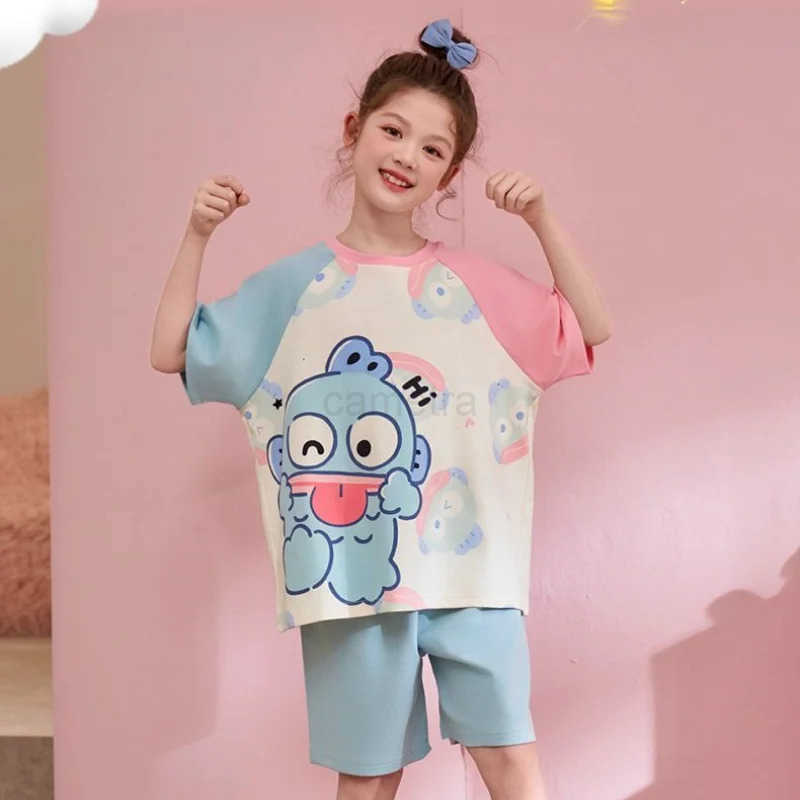 Sanrio Hangyodon Short Sleeve Childrens Pajama Set Cartoon Anime Accessories Printed Summer Thin Two Piece Set Home Clothes Set XJ250618XJ250618