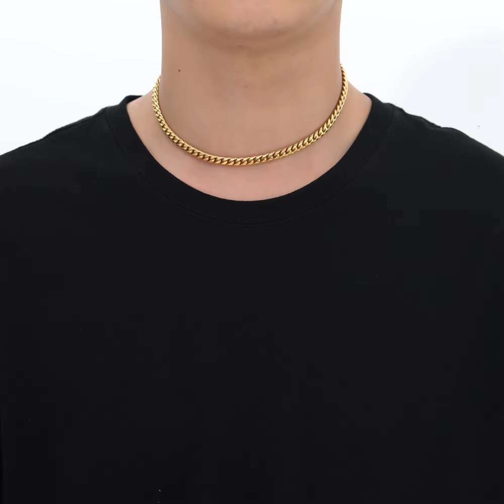 SC003 6mm Stainless Steel Cuban Link Chain Hip Hop Chain Necklace
