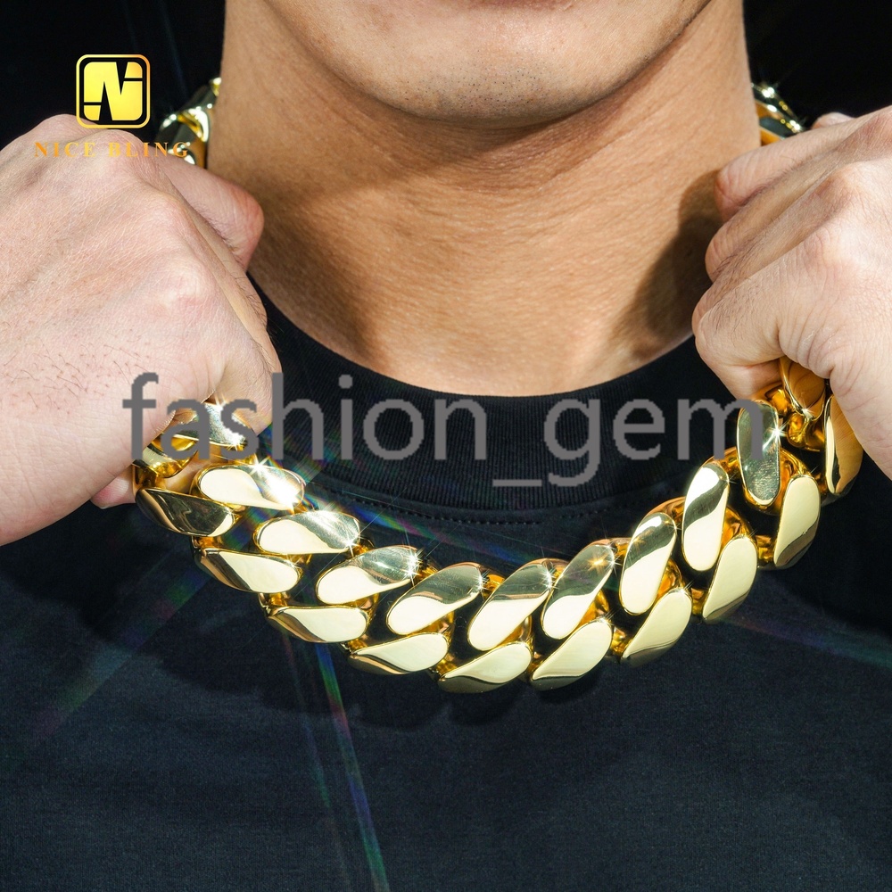 Hip Hop Jewelry Fashion Luxury and Heavy Necklace Super Big Cuban Necklace 18K Gold Plated Cuban Link Chain Miami Cuban Link
