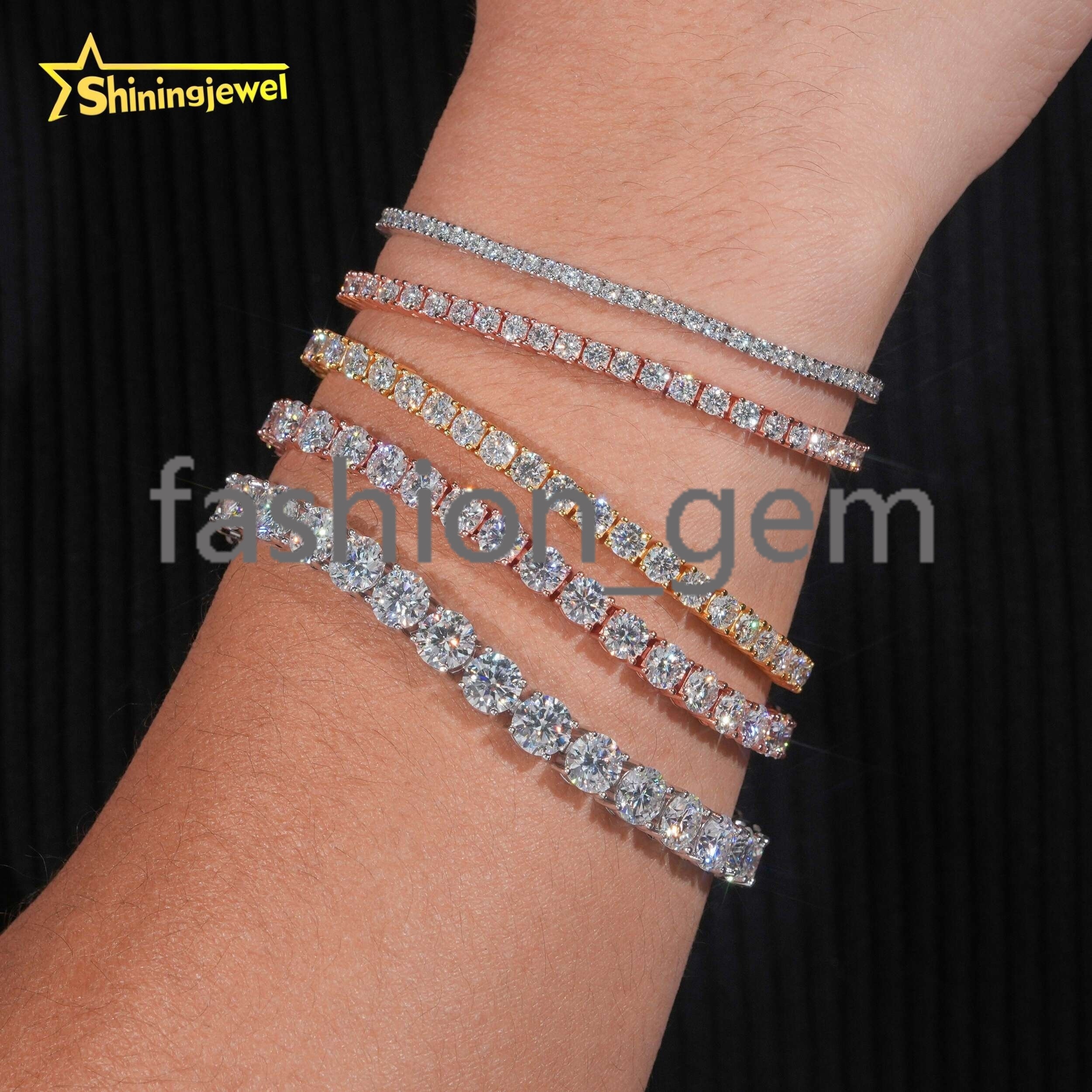 Hot Sale Classic Men Women Prong Setting D Color VVS 925 Silver Hip Hop Moissanite Tennis Bracelet