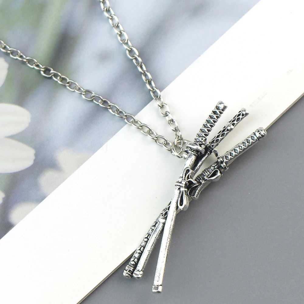 Cool Necklace Roronoa Zoro Three Knife Pendant Cosplay Anime Three Swords Flowing Pendant AccoriesC250617