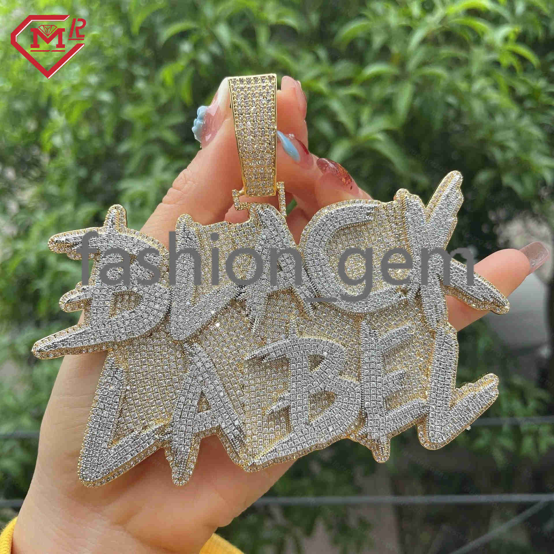 Custom Name Letter Moissanite Pendant Chain Iced Out 925 Silver Pass Diamond Tester Vvs Moissanite Hip Hop Men Pendant