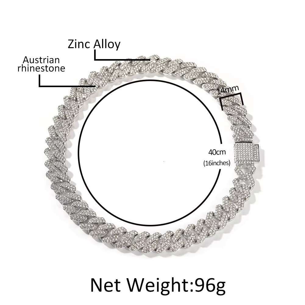 New Cuban Necklace Chain Full Diamond 13mm Hip Hop Rap Women Man Cool Cuban Link Chain Bracelet Necklace