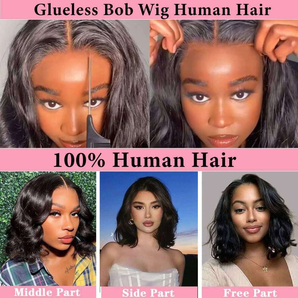 Wear and Go Glueless Short Bob Body Wave 5x5 Closure Human Hair Wigs for Black Women Plucked Pre Cut Lace Front Wig