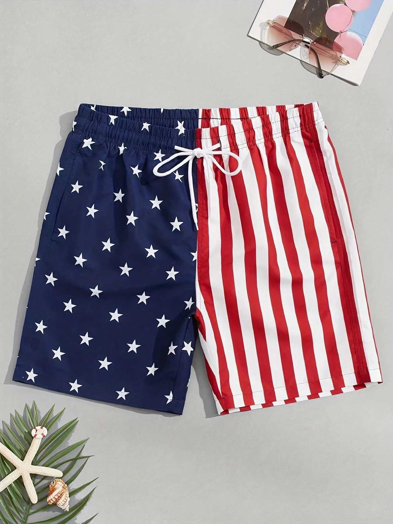 Summer Mens American Flag Shorts Breathable Absorb Sweat Quick-drying Gyms Loose Shorts Outdoor Sports Fashion Beach Mesh Shorts XJ250618