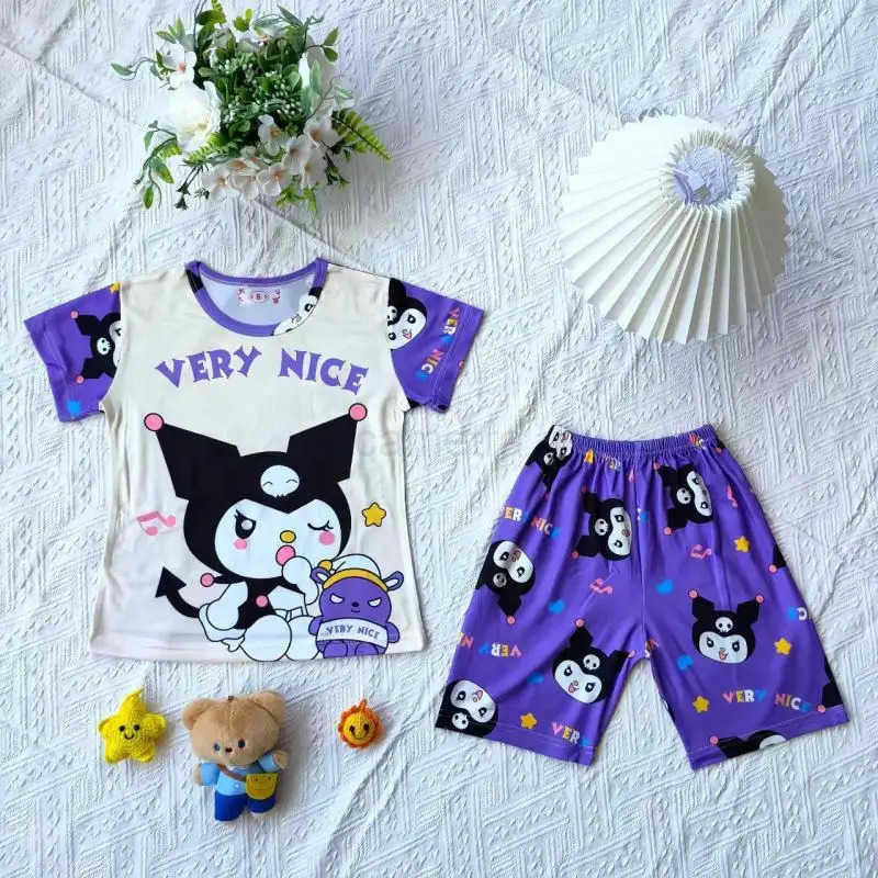 Sanrio Sanrio Kuromi Sleepwear for Girls Summer Cinnamoroll Pajamas Set Cartoon My Melody Pajamas Short Sleeve Homewear XJ250618XJ250618