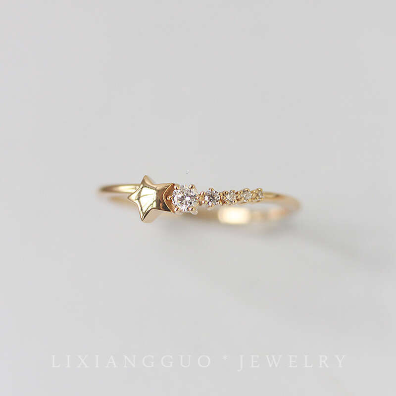 Meteor Shattered Gold-Plated for Women, Diamond-Studded Light Luxury Fashion Simple Elegant Versatile Ring