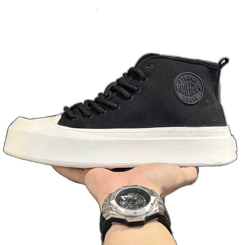 Men S New Spring High Top Canvas Versatile Breathable Casual Shoes Casual Shoes Thick Soled Height Increasing Sneakers Mid Top Ankle Boots Ddmysaturn