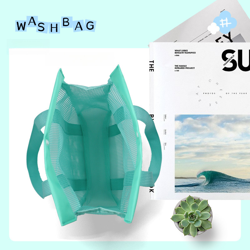 Toiletry Portable Multi-Pocket Storage Organizer Handheld Bath Polyester Mesh Beach Bag