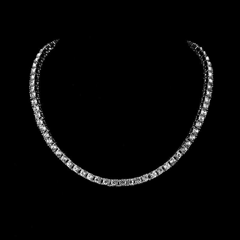 European and American hip hop 5mm round mens hip hop tennis necklace advanced niche jewelry mens and womens alloy hip hop style W250618
