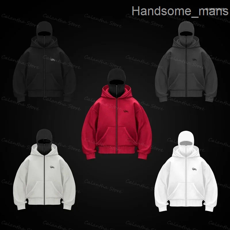 Mens Hoodies Winter Hoodie With Balaclava Face Mask Zipper Design Sports Jacket For Outdoor Activities Hiking Travel Running Sweatshirt