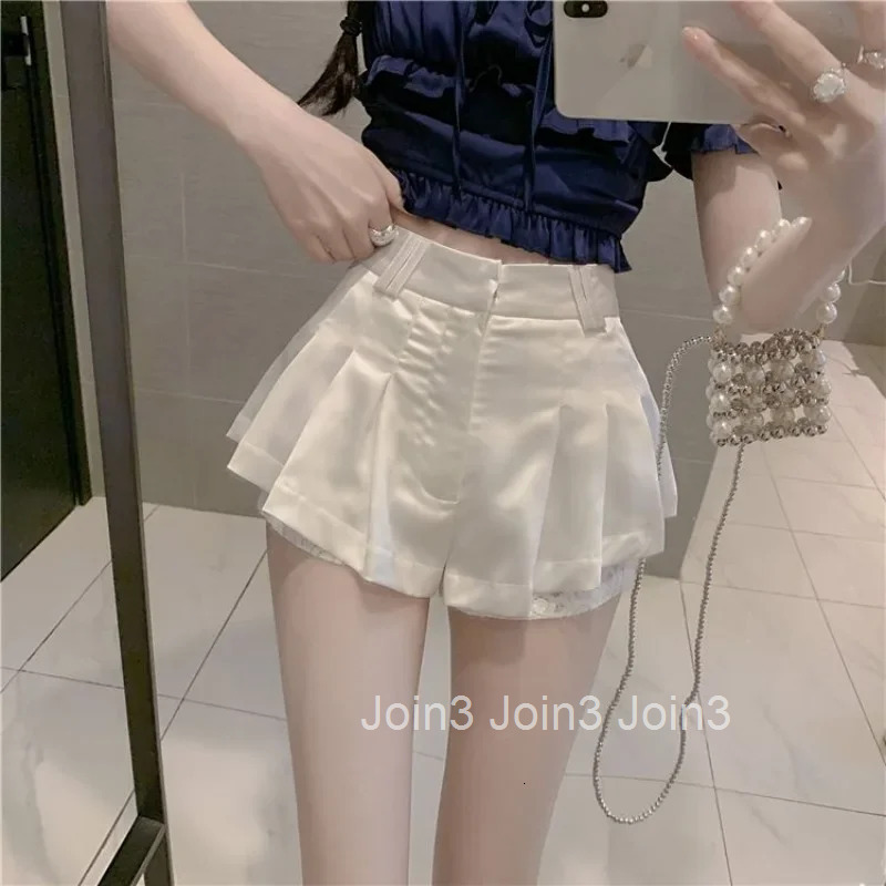 Cute Skirt Pants Wide White High Waist Shorts for Women Micro Mini Kawaii Woman Short Lace Culotte XL Harajuku Fashion New In