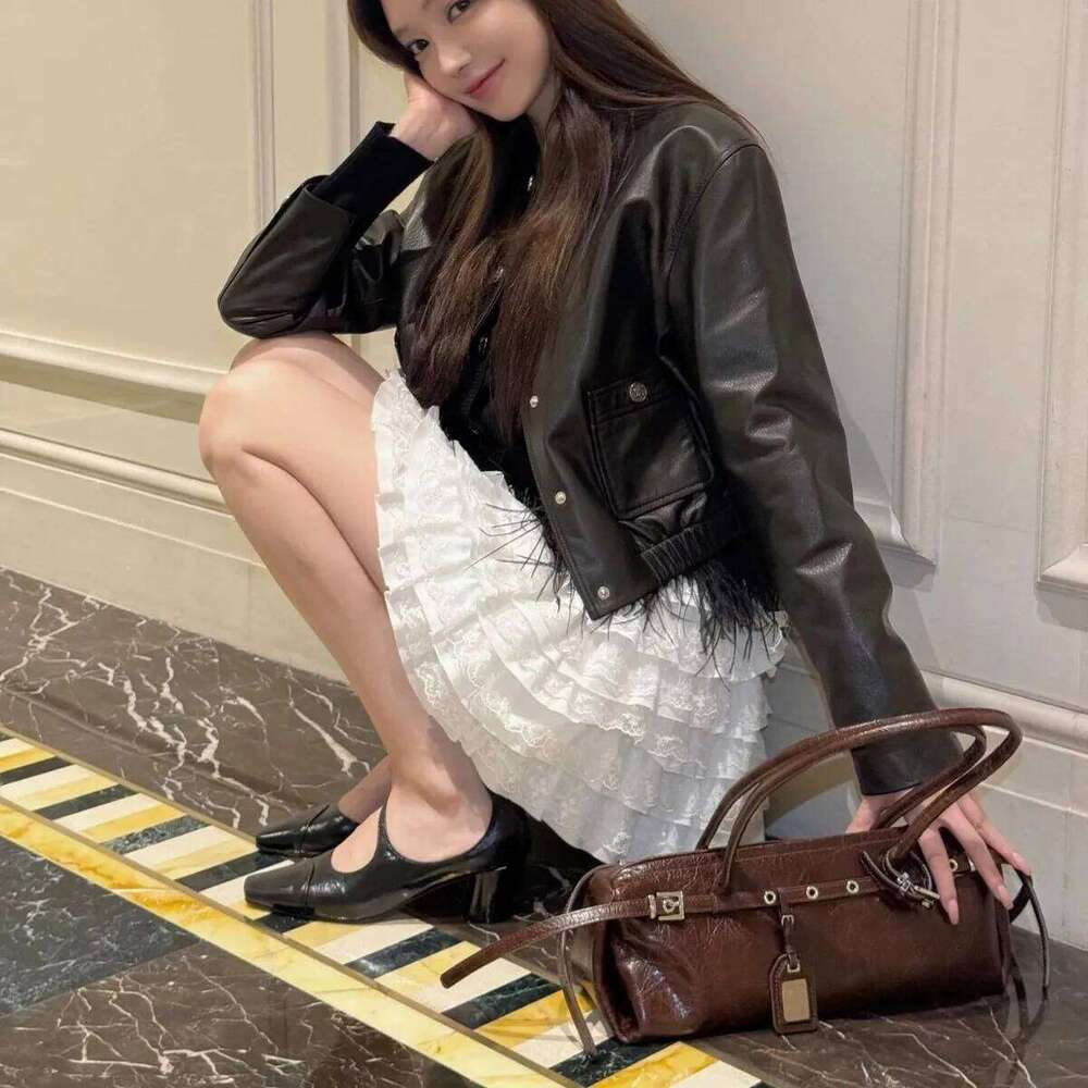 YANATARI Genuine Leather Woman 2025 Korean Vintage Long Shoulder Handbags Ladies Underarm Bag Shopping Bag