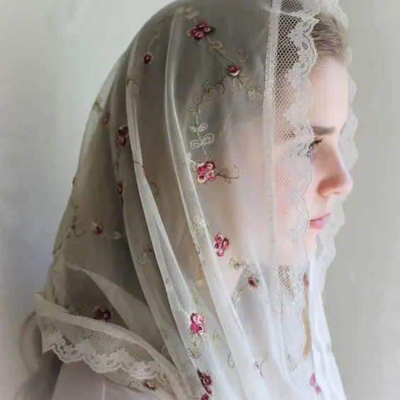 Flower Lace Triangle Veils Scarf Shawl Women Headwraps Bandana Fashion Mantilla Church Prayer Shawl Kerchief Catholic Headscarf 250617
