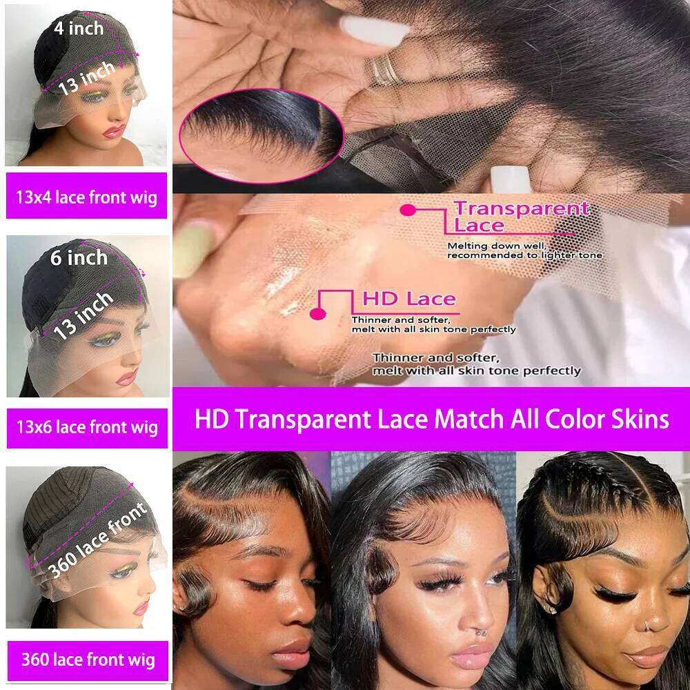 30 40 Inch 13x6 Hd Frontal 250 Density 13x4 360 Lace Front Body Wave Human Hair Wigs Brazilian Glueless Wig Preplucked