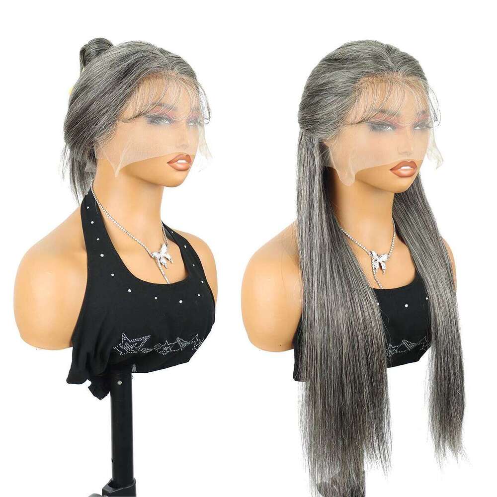100% Remy Salt And Pepper 13x6 HD Frontal Brazilian 30 32Inch Colored Bone Straight Lace Front Wigs Human Hair Wig