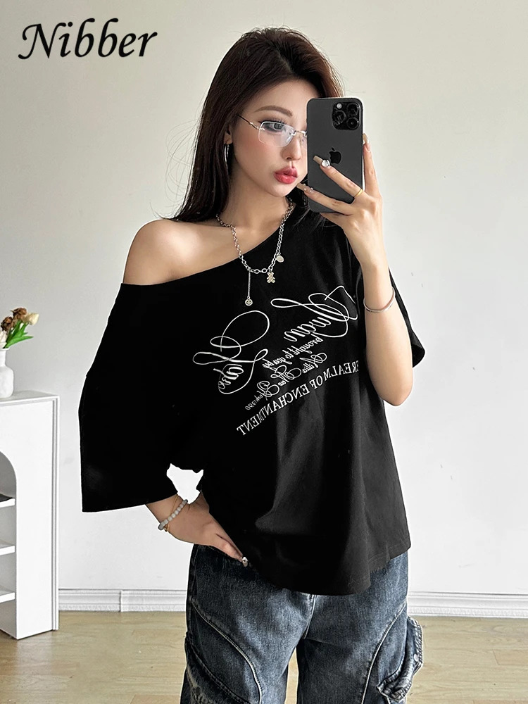 Nibber Casual Relax Woman T-shirt Letter Women Versatile Street Atmosphere Style Fashionable Chick Summertime Tops 250618