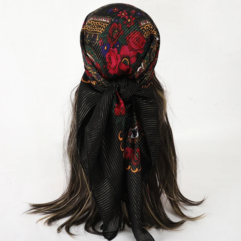 70X70CM High-Quality Square Fashion Scarf Women Floral Cotton Bandanas Lady Scarves HIjab Headband Accessories Handkerchief Hair 250617