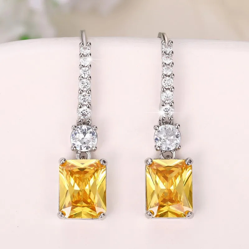 Huitan Elegant Yellow CZ Dangle Earrings for Women Fashion n Engagement Wedding Ear Accessories Good Quality Jewelry 250617