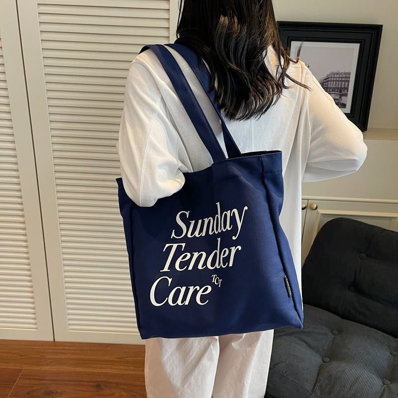Free shipping designer Canvas Bag Korean Style Lazy Wind 2025 New Large Capacity Tote Bag Casual Commuter College Student Class Shoulder Bag