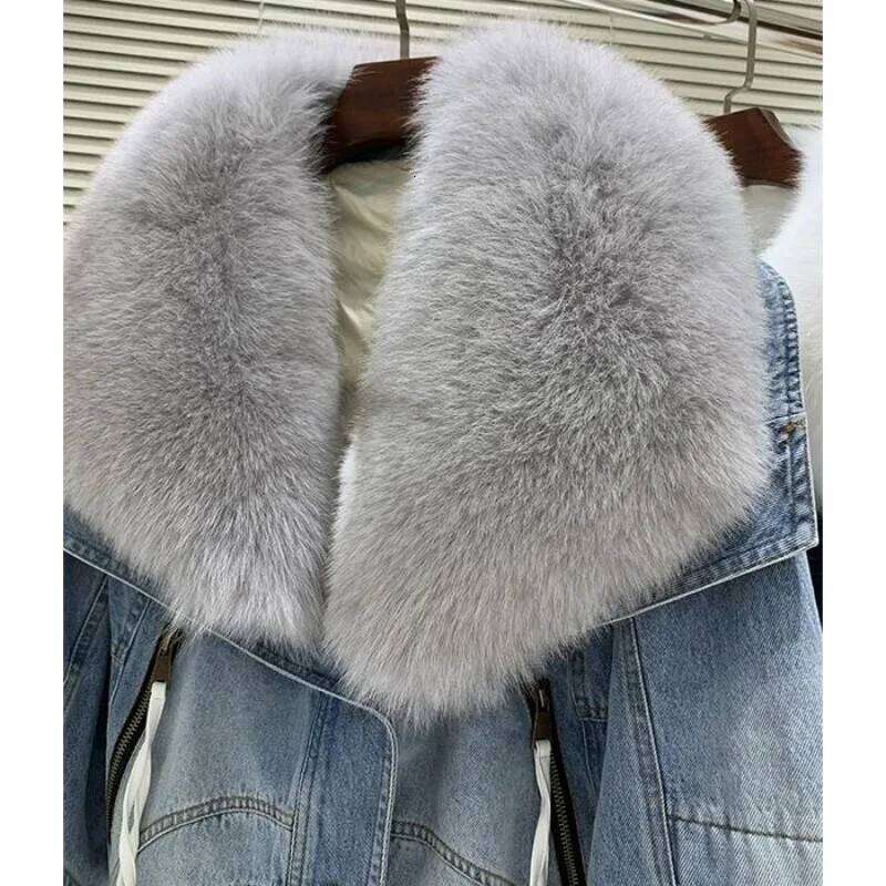 2025 Winter Imitation FoxFur Women's Overcoat Loose Detachable Cowboy Fur Coat To Overcome Female Warm Down Jacket