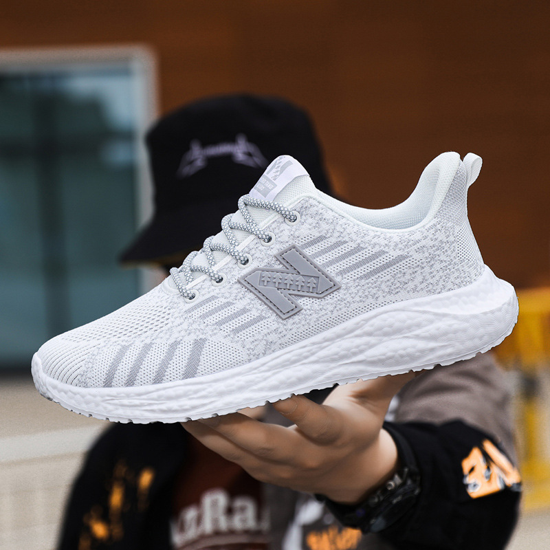 Fashionable men's shoes new mesh versatile couple running shoes lightweight soft soled unisex casual shoes white black