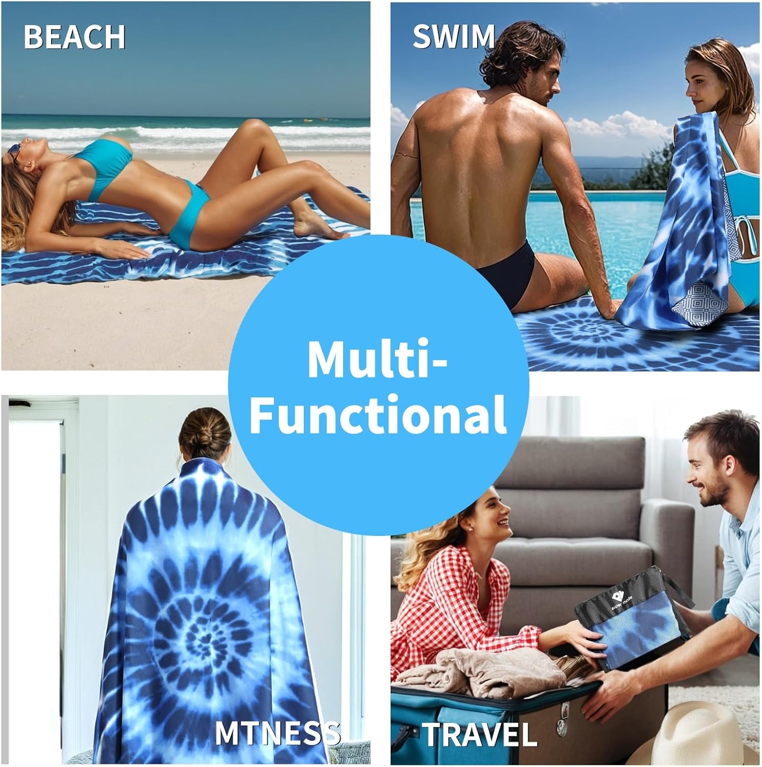 Beach Towel Sun Protection And Windproof Suitable For Beach Pool Camping Travel Beach Blanket