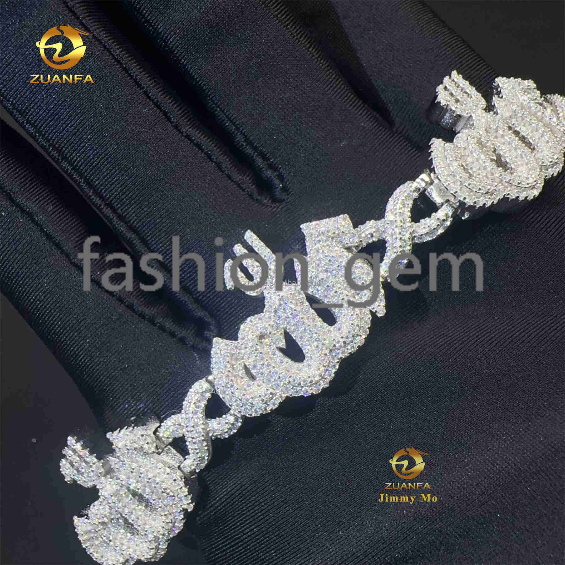 Unique Design Fashion Style Customized S925 Silver Jewelry Iced Out Men VVS Moissanite Allah Miami Infinity Cuban Link Bracelet