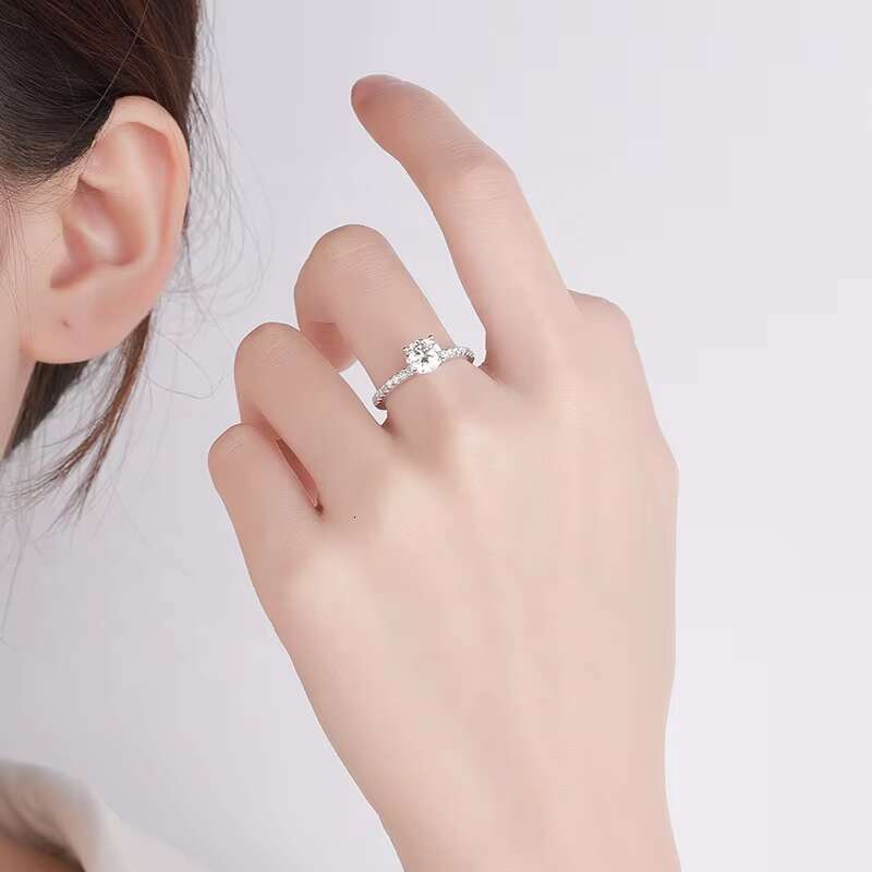 Fine Jewelry Moissanite Silver 925 Ring Womens Luxury 1ct Moissanite Engagement Wedding Rings D VVS with Promise Rings