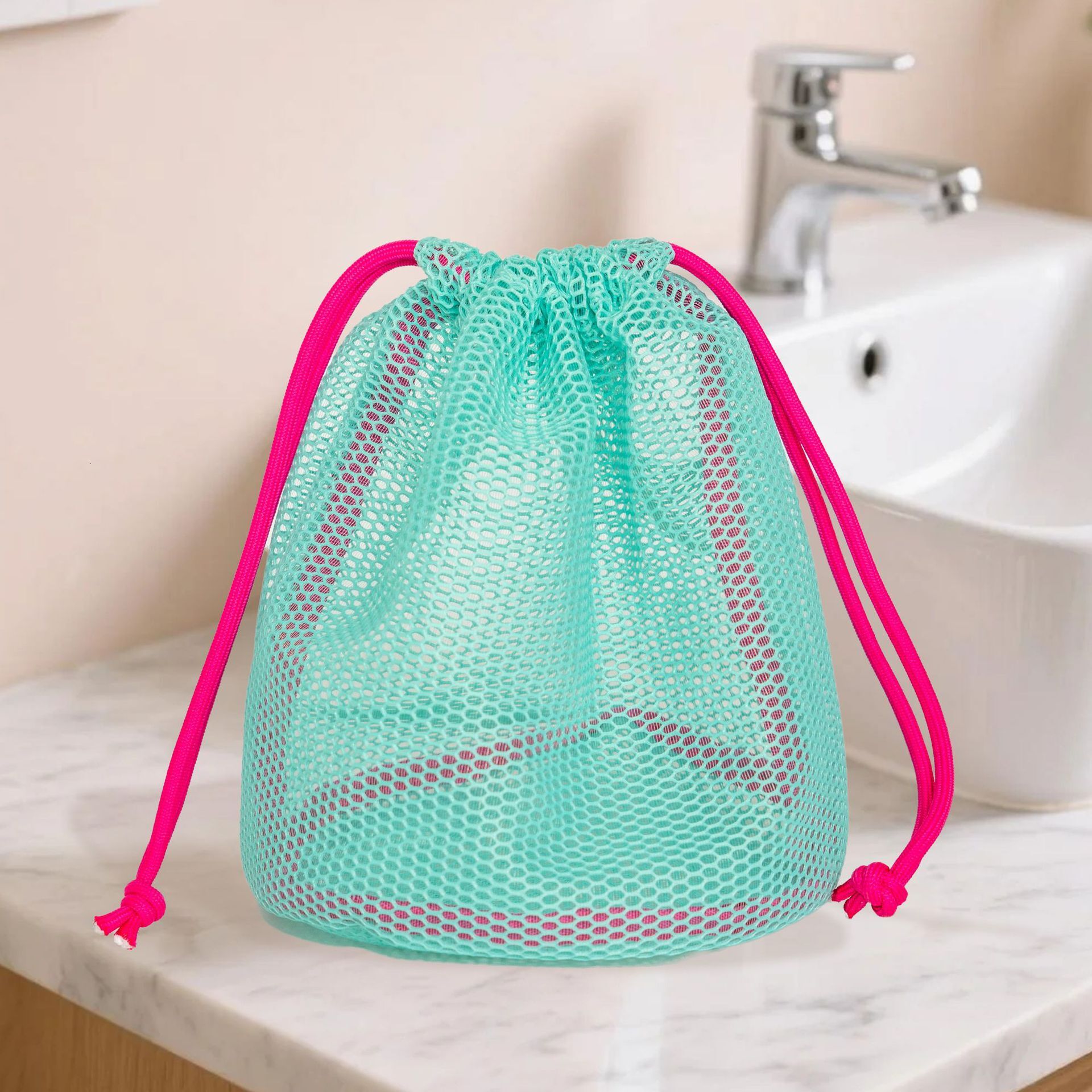 New Dopamine Drawstring Makeup Portable Pouch Drainage Storage Travel Toiletry Mesh Bag