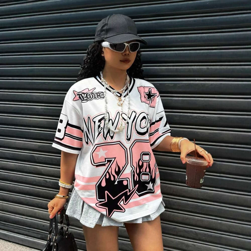 Women's Fashion Ins Style Personality Hot Girl Letter Print Loose Trendy Short Sleeve T-Shirt B5