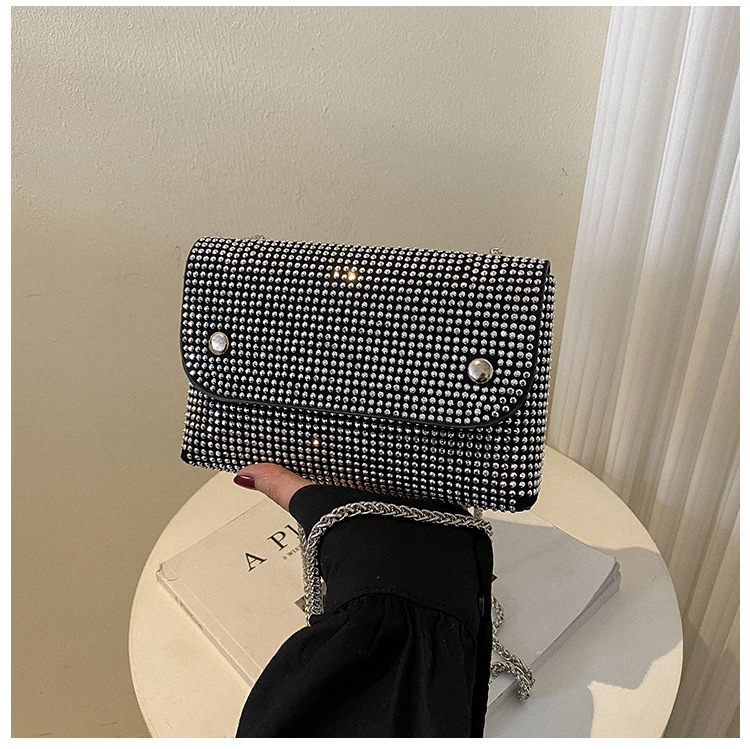 Free Shipping 2025 New Designer Bag Niche All Diamond Women's Shoulder Handbag Fashionable High-quality Shopping Bag Trendy Small Square Bag
