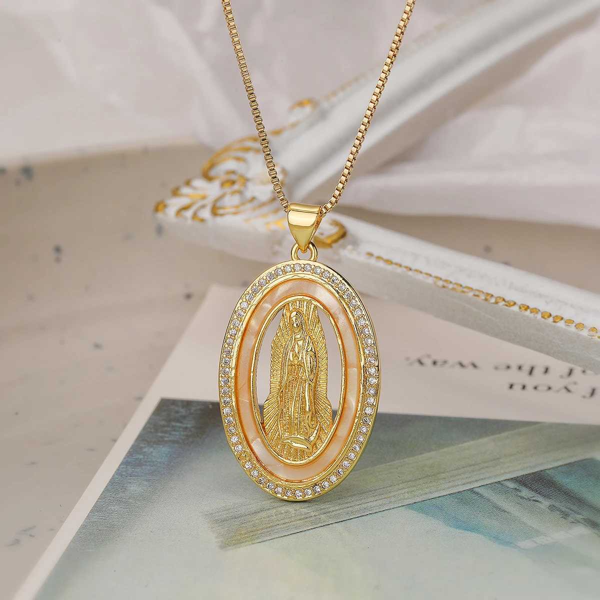 Unique Design Virgin Mary Pendant Necklaces For Women Girls Waterproof Stainless Steel Chain Party Wedding Vacation Jewelry W250618