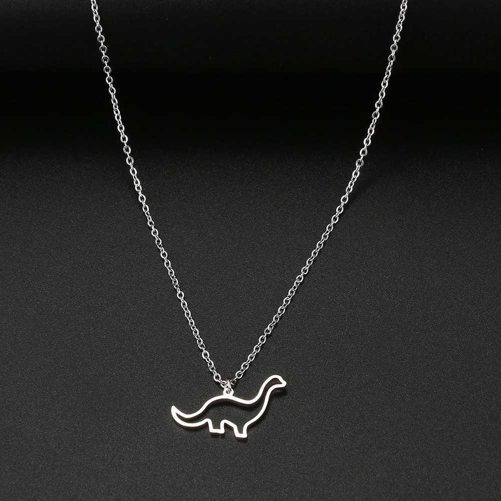 Stainless Steel Necklaces Hollow Dinosaur Animal Pendant Mens Chain Choker Fashion Necklace For Women Jewelry Party Best Gifts W250618