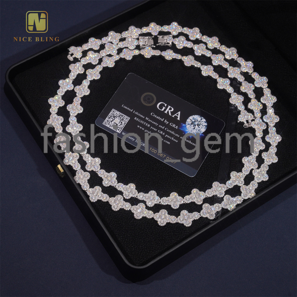 925 Silver Iced Out Moissanite Diamond Cuban Link Chain 13mm Hip Hop Jewelry Diamond Bracelet Necklace Men Women
