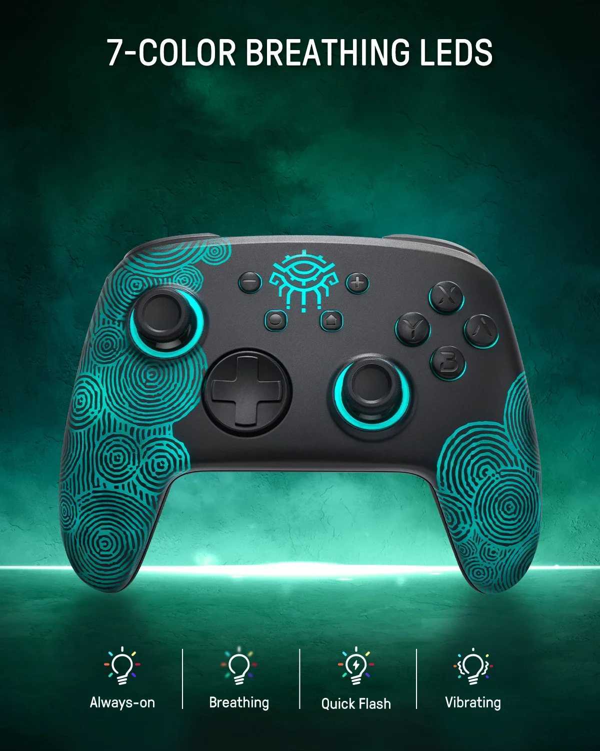 FUNLAB Luminous Pattern Wireless Pro Controller Compatible For Nintendo Switch Bluetooth Remote Gamepad with NFC Function/7 LED Z250617