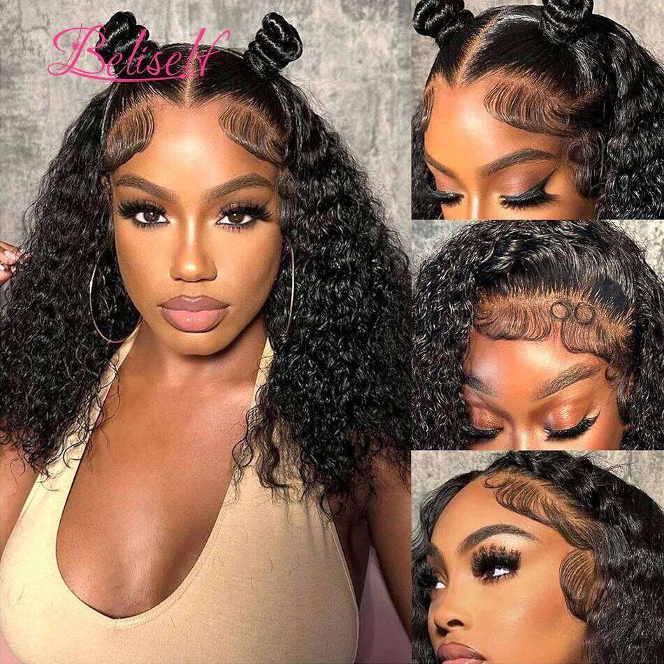 Short Bob 13x4 Frontal 250% Density 5x5 HD Lace Closure Wig Brazilian Curly Human Hair Wigs for Women