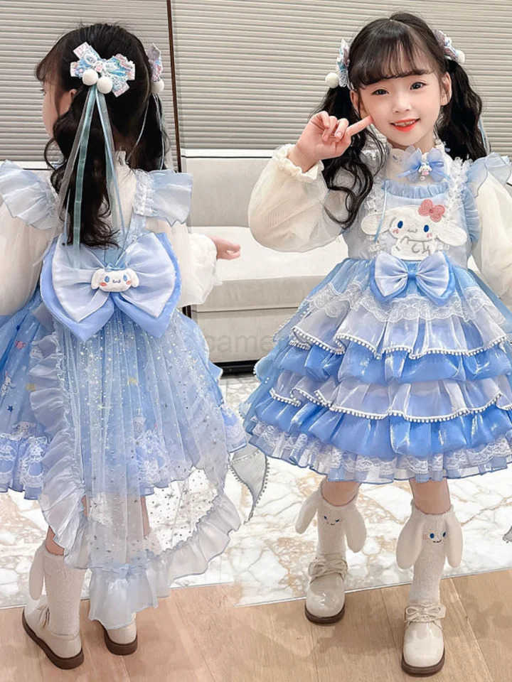 Sanrio Sanrio Kuromi Anime Dress Four Seasons Western Style Cartoon Puffy Skirt Little Girl Sling Princess Skirt Lolita Popular NewXJ250618