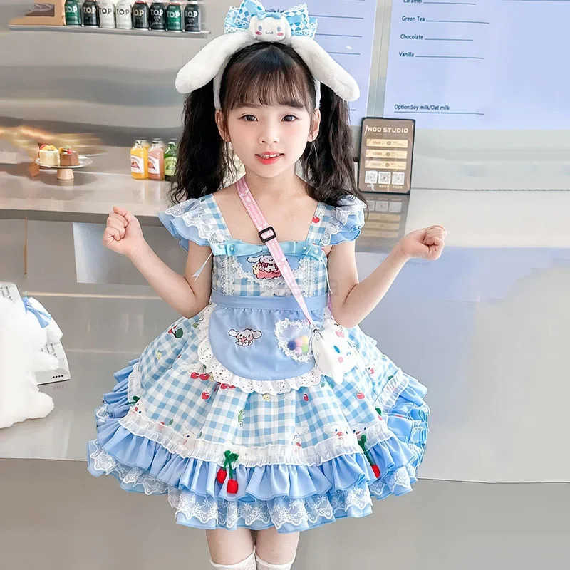 Sanrio Sanriou Cinnamoroll Childrens Dress Anime Girls Clothes Lolita Kawaii Performance Costume Puffy Skirt Princess Birthday GiftXJ250618
