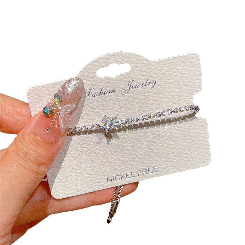 Trendy Korean Wind Electroplated Real Gold Micro Paved Zircon Bracelet Niche Ins Style Rope Exquisite Hand Jewelry