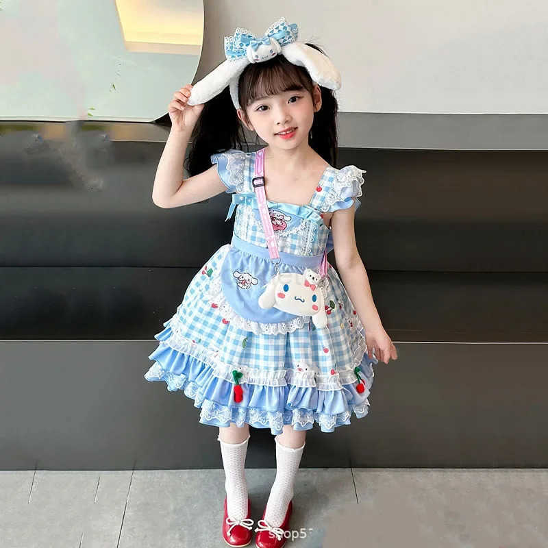 Sanrio Sanriou Cinnamoroll Childrens Dress Anime Girls Clothes Lolita Kawaii Performance Costume Puffy Skirt Princess Birthday GiftXJ250618