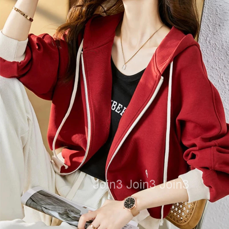 Baggy Full Zip Up Woman Tops With Zipper Hooded Sweatshirt for Women Loose Sweat-shirt Harajuku Fashion Emo Outerwears M Hoodies